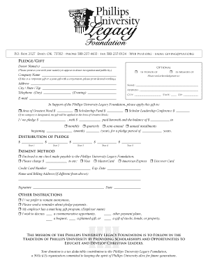 Phillips University Legacy Foundation Donation Form
