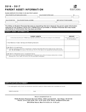 Parent Asset Information Form
