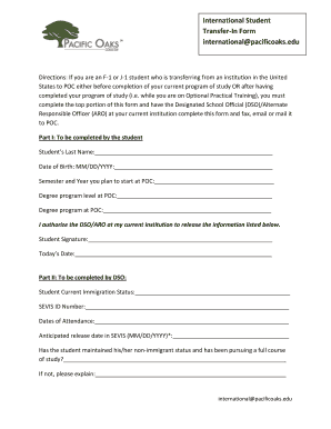 International Student Transfer-In Form