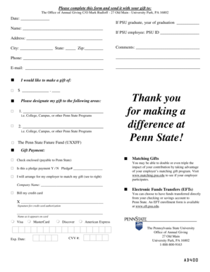 Penn State Donation Form