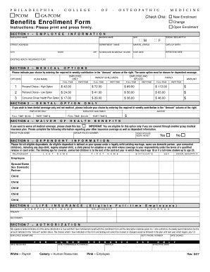 Employee Benefits Enrollment Form