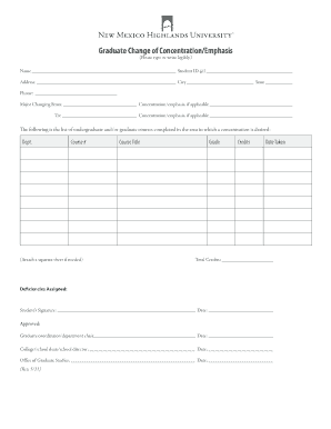 Graduate Change of Concentration Form