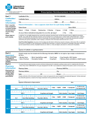 Blue Cross Blue Shield Prescription Reimbursement Claim Form