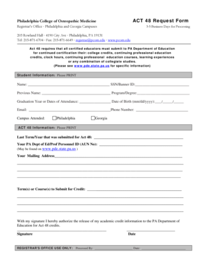ACT 48 Request Form