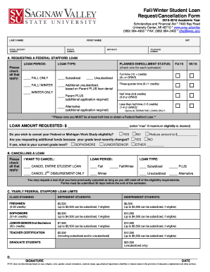 Student Loan Request/Cancellation Form