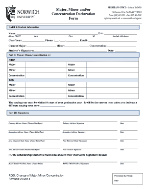 Major Minor Concentration Declaration Form