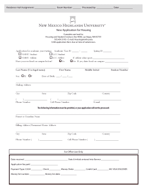 New Mexico Highlands University Housing Application