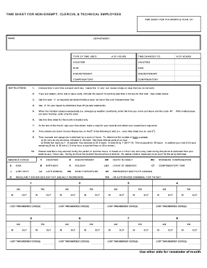 Time Sheet for Non-Exempt Employees