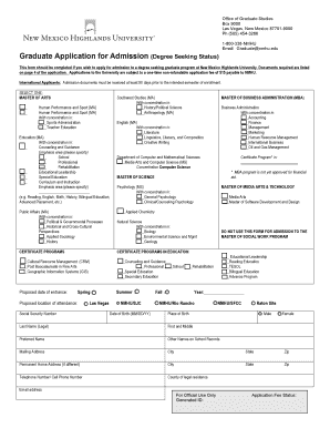 Graduate Application for Admission