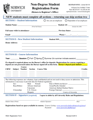Non-Degree Student Registration Form