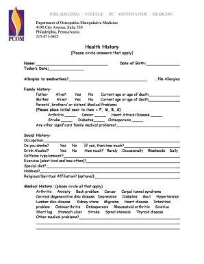 Health History Form