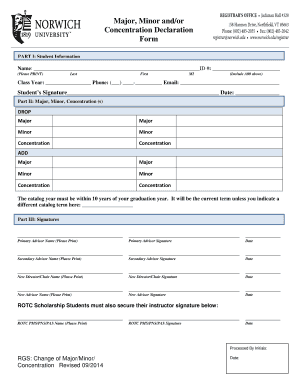 Major Minor Concentration Declaration Form