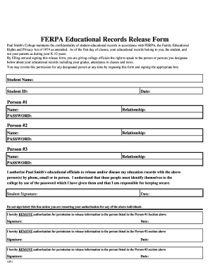 FERPA Educational Records Release Form