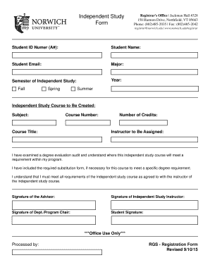 Independent Study Registration Form