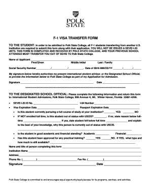 F-1 Visa Transfer Form