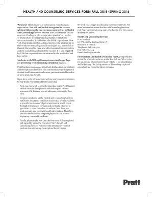 Pratt Institute Health Evaluation Form