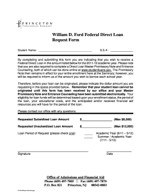 Federal Direct Loan Request Form