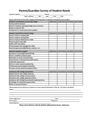 Parent Guardian Survey of Student Needs