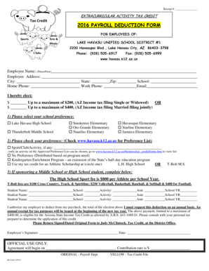 Arizona Extra Curricular Activity Tax Credit Form