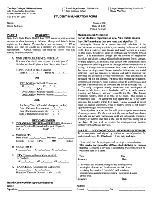 Student Immunization Form