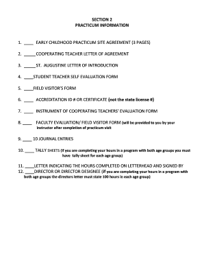 Early Childhood Practicum Site Agreement