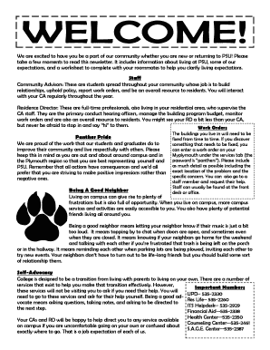 PSU Residence Hall Roommate Agreement