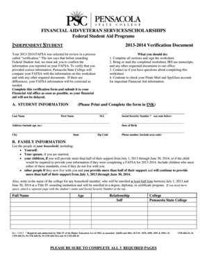 2013-2014 Independent Student Verification Document