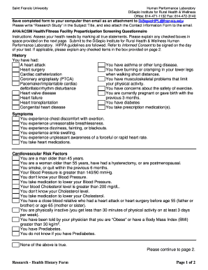 AHA/ACSM Health Screening Questionnaire