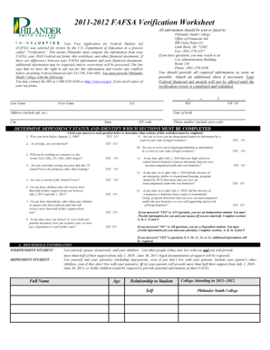 2011-2012 FAFSA Verification Worksheet