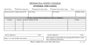 Pensacola State College Withdrawal Form