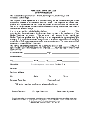 Pensacola State College Co-Op Agreement