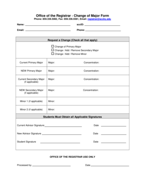Change of Major Form