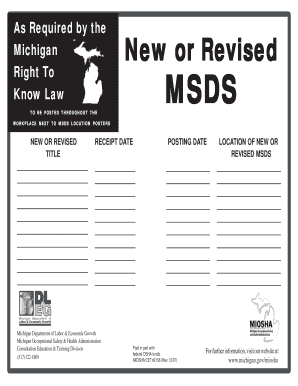 Michigan Right To Know Law MSDS Posting Form