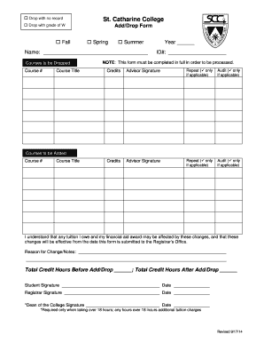 St. Catharine College Add/Drop Form