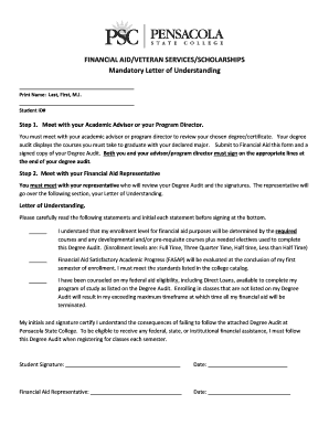 Mandatory Letter of Understanding for Financial Aid