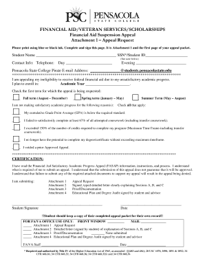 Financial Aid Suspension Appeal Form