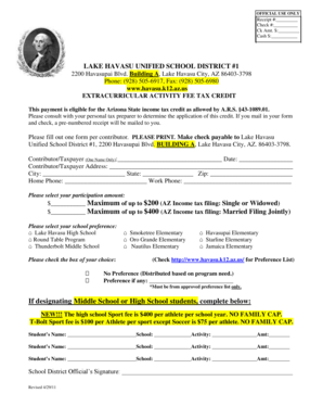 Arizona Extracurricular Activity Fee Tax Credit Form