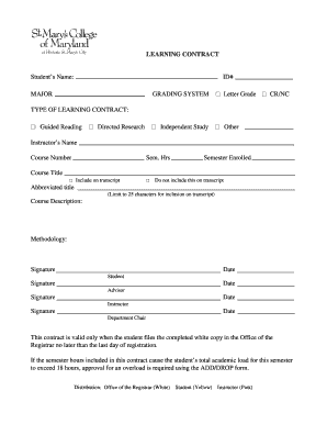 Learning Contract Form