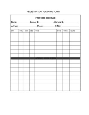 Registration Planning Form