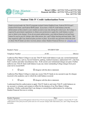 Student Title IV Credit Authorization Form