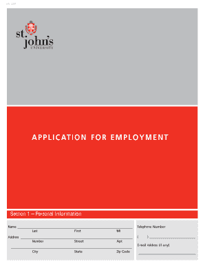 St. John's University Employment Application Form