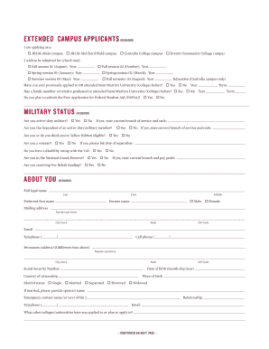 Saint Martin's University Extended Learning Division Application