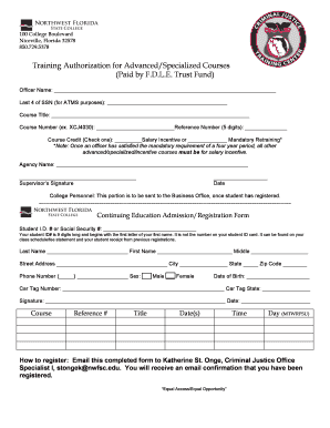 Training Authorization for Advanced Courses