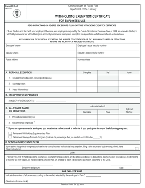 Puerto Rico Withholding Exemption Certificate