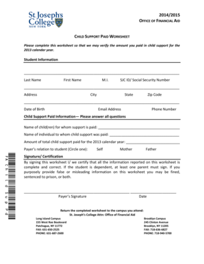 Child Support Paid Worksheet
