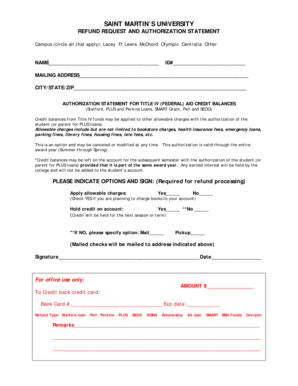Saint Martin's University Refund Request Form