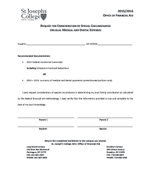 Request for Consideration of Special Circumstances