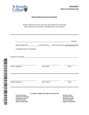 Parent Non-Tax Filer Statement