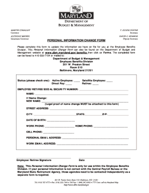 Maryland Personal Information Change Form