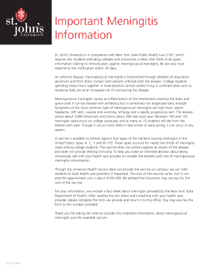 Meningococcal Meningitis Vaccination Form